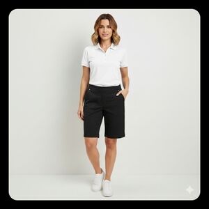 Izod XFG Black Bermuda Shorts Women's Stretch Golf Athletic Activewear Size 10